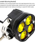 Beefy Yellow 3 Inch 40W LED Pods Lights For Off Road Driving 12V 24V Spot Cube Light Bar close-up with adjustable bracket