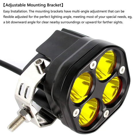 Beefy Yellow 3 Inch 40W LED Pods Lights For Off Road Driving 12V 24V Spot Cube Light Bar close-up with adjustable bracket