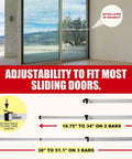 Sliding Door Security Bar-Child Proof Sliding Door Lock Bar with Anti Lift Lock shown with adjustable lengths for doors and windows