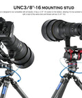 75mm Leveling Base For Tripod With Butterfly Lock Collar, 55 lb max load, camera mounted with tilt adjustment shown in use