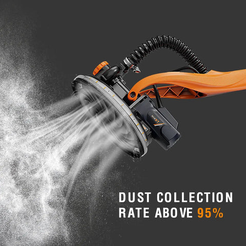 Built Tough Electric Drywall Sander With Full Vacuum Dust Collection, Handles Popcorn Ceilings Like A Champ showing dust collection feature.