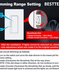 Dimming range setting diagram for 3 Pack White Slide Dimmer Light Switch Single Pole Or 3 Way Layout Smooth As Butter.