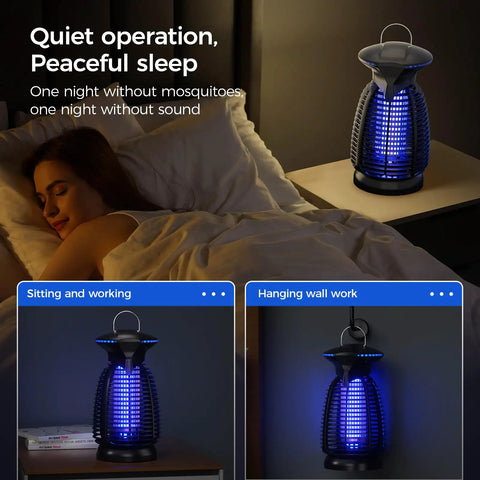LED Bug Zapper For Home And Outdoors With Powerful Mosquito Killer Light That Attracts Mosquitoes At Night And Covers Up To 2000 Square Feet For Patio Backyard Kitchen And Indoor Use in bedroom and wall-hanging settings.
