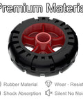 Heavy Duty Industrial Caster Wheels Pack Of 4 Solid Rubber Rollers Built Like A Tank For Smooth As Butter Swiveling, black and red rubber wheel.