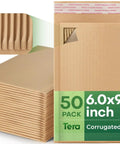 Rigid Kraft Mailers 6x9 Inches Pack 50 Eco Friendly Recyclable Mailers With Corrugated Inside Padded Self Seal Envelopes