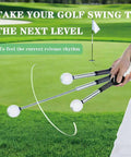 Retractable Golf Swing Trainer With Arm Band For Right Handed Golfers, Grip Correction And Click Feedback Training Aid