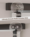Detailed view of Box Rail Hardware For Bifold Sliding Barn Doors, Ceiling Mount Aluminum Alloy Track Kit showing roller and fixed sections.