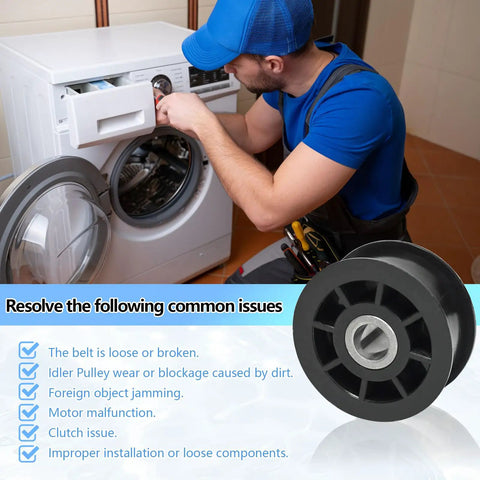 Idler Pulley Replacement Part 38225P For Home Washers That Keeps Drive Belt Tension And Smooths Transmission OEM Quality Wheel 38225P For Quiet Reliable Laundry Day Performance Easy Install And Long Lasting Durability For Everyday Use, washer repair view