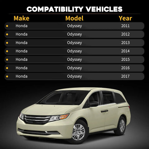 Honda Odyssey minivan, compatibility chart for 2011-2017 models for Honda Odyssey Sliding Door Roller Kit With Metal Bearing And Cable Left Driver Side Power Sliding Door Hinge Replacement For 2011 2017 Ex Ex-L Se Touring Elite Replaces 72561-TK8-A11 72561-TK8-305 72546-TK8-A01