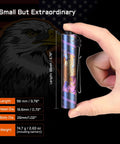 Hand holding Rider RX LED Flashlight, 650 Lumen Rechargeable AA EDC Pocket Light, super bright, compact size