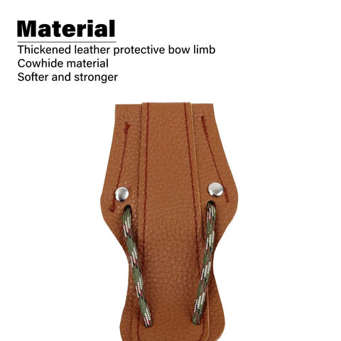 Close-up of brown leather and nylon Recurve Bow Stringer Tool For Easy Stringing No Fuss Quick String Install Longbow Stringer detail.