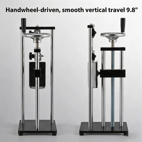 All In One 500N Digital Force Gauge And Manual Test Stand Kit With N Lb Kg Oz Units Nine Point Eight Inch Stroke Dual Clamp Test Stand For Tension And Compression Great For Lab School And Industrial Testing handwheel-driven manual test stand