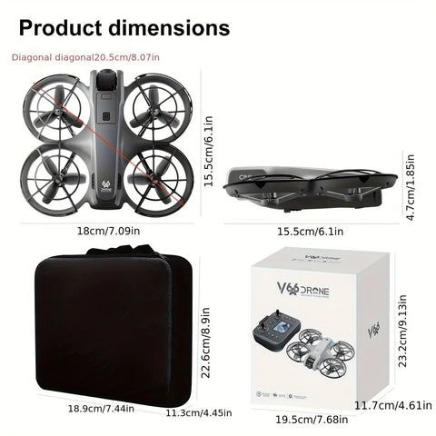 Mini Drone With Display Screen, Dual Cameras, FPV Remote, 360 Degree Propeller Guard, Optical Flow Positioning dimensions