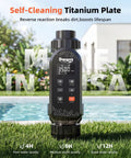 Salt Chlorine Generator for 25000 Gallon Pools With WiFi App Control Saltwater Chlorinator System Titanium Cell displayed by poolside