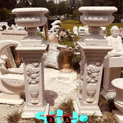 Awesome Abs Plastic Molds Sized 96 By 22 Cm Perfect For Casting Concrete Baluster Pedestals And Pillar Posts Super Lightweight Yet Strong Budget Friendly Quick Install For Cool Exterior Home Decor, showing two decorative pillars outdoors.