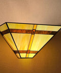 Tiffany Style 12 Inch Wide Wall Sconce Lamp With Stained Glass Mission Shade Handcrafted Glass Hardwired Wall Lighting