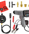 12V Digital Timing Light With Tachometer And Advance Angle Inductive Ignition Timing Light Gun Vacuum And Fuel Pump Tester Gauge Leak Pressure Diagnostics Kit For Car Motorcycle Marine All In One Pro Grade Workshop Ready Emergency Diagnostic Tool, red case and attachments