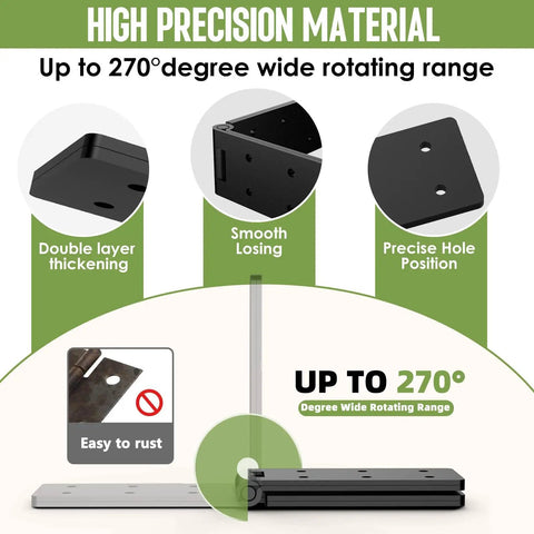 High precision 270 degree double layer butt hinges for wood gates and fences with smooth operation and rust-proof features.