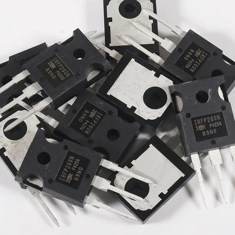 Close-up of Ten Pack IRFP260N N Channel MOSFET Transistors 50A 200V Power Switches TO247AC