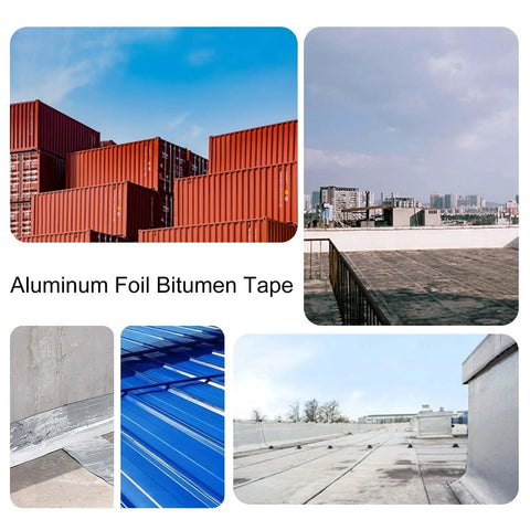 Top Shelf Aluminum Foil Bitumen Tape Real Heavy Duty Roof Leak Blocker Waterproof Butyl Rubber Flashing Roll being applied on roofing surfaces.