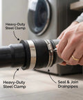Close-up of a Heavy Duty Steel Port Receiver with rubber couplers being connected for woodworking shop adapter use.