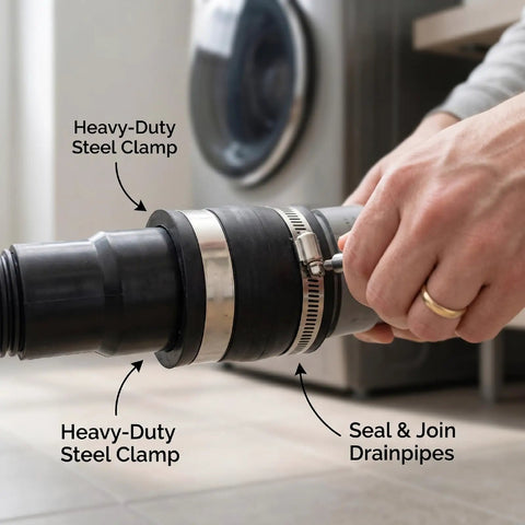 Close-up of a Heavy Duty Steel Port Receiver with rubber couplers being connected for woodworking shop adapter use.