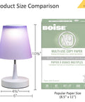 Purple Kids Table Lamp For Bedrooms And Nurseries With USB Charging Port Cute Bedside Nightstand Light size comparison with paper