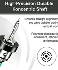 Close-up of Rock Solid 6 Piece Drywall Screw Setter Set With Adjustable Depth Positioning Bits, showing durable concentric shaft.