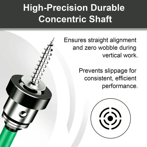 Close-up of Rock Solid 6 Piece Drywall Screw Setter Set With Adjustable Depth Positioning Bits, showing durable concentric shaft.
