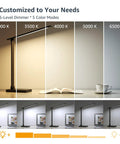 Awesome LED Desk Lamp For Home Office With Five Color Modes And Five Brightness Levels showcasing lighting settings.