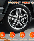Car wheel featuring American Flag Wheel Center Caps 4 Pack For Cars 56mm Hub Caps Covers Waterproof And Rustproof Aluminum Rim