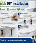 Quick DIY installation steps for Top Shelf Heavy Duty Toilet Seat Bolt Kit Featuring Rust Resistant Stainless Steel Screws.