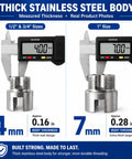 PVC Pipe Threader Kit For NPT 1/2 3/4 1 Inch Threads, Drill Compatible, steel body thickness measurement with caliper