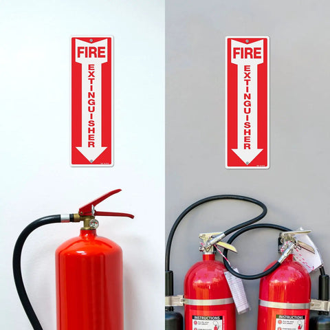 Heavy Gauge Aluminum Fire Extinguisher Signs Twin Pack Reflective Safety Markers Built Ridiculously Tough And Makes Any Commercial Installation Dead Simple Outside