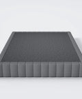 Queen Box Spring With Upholstered Fabric Cover High Profile Heavy Duty Metal Frame Foam Padded Edges Quick Setup Non Scratch Feet For Queen Mattress Foundation Built Tough Game Changer For Bedroom Upgrade Solid Support All Week Long, gray upholstered bed base.