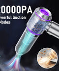 Cordless Handheld Car Vacuum With 20000Pa Max Suction, 4 In 1 Air Duster Blower Pump illustration with debris removal