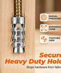 Close-up of 10 Pack Gold Cabinet Hinge Repair Kit With Short Expansion Anchors showing radial pressure and toothed grip