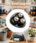 Self-Adhesive Ball Casters With 360 Degree Swivel, Mini Universal Caster Wheels For Countertops, Equipment And Small Furniture, Peel And Stick Install, No Drill, Black, 4 Pack shown with various home appliances.