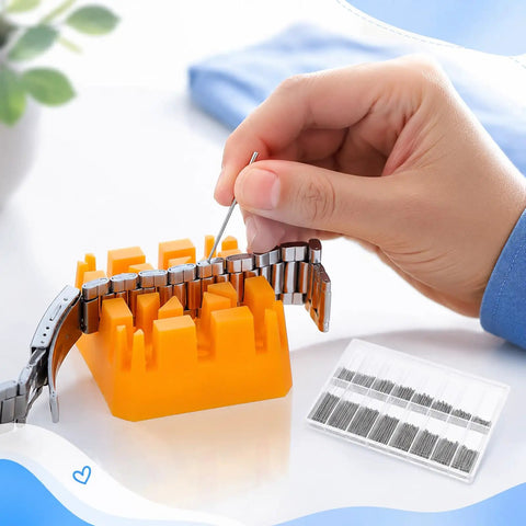 360-Piece Watch Band Link Cotter Pins Set For 6-23mm Straps, DIY Repair Kit With 18 Sizes (20 Pins Each), Easy Quick Band Fixes For Most Watches, Replacement Pins For Leather, Metal, And Rubber Straps. stainless steel watch band pin kit, hand replacing link pin on metal strap