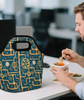 Steampunk Gear Lunch Bag For Women And Men Portable Insulated Waterproof Reusable Lunch Box on desk in office setting