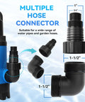 No Stress Heavy Duty 1.5HP Submersible Sump Pump Multiple Hose Connector for water pipes and garden hoses.