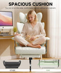 Person sitting in a Big And Tall Office Chair With High Back Leather Retractable Footrest And Ergonomic 3D Lumbar Support with cat.