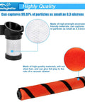 Duoclean Vacuum Filter Replacement for Shark Ion Flex Duo Clean Series and Rocket, showing filters and brush roll details