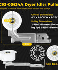 Upgraded Dryer Repair Kit With Roller, Idler Pulley And Belt For Samsung Dryers DV42H5000EW A3 And Similar Models idler pulley dimensions