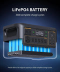 Beefy F3000LFP 3072Wh Portable Power Station With 3600W Pure Sine Wave LiFePO4 Battery Backup, shown with battery cells visible.