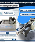 Heavy Duty Automatic Wire Cutting Machine For Stainless Steel And Copper Wire showing microcomputer control and wire feeding system.