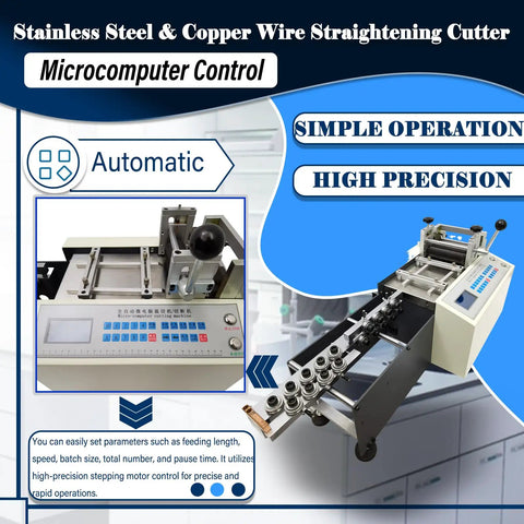 Heavy Duty Automatic Wire Cutting Machine For Stainless Steel And Copper Wire showing microcomputer control and wire feeding system.