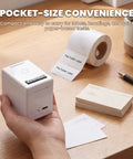 Straight To Point Color Handheld Printer For Paper And Cardstock With Guided Edge Ruler Makes No Stress Diy Craft Labels Fast Homework Signs And Total Organization Wins on a wooden desk with labels.