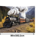 Steam Locomotive Train Wall Tapestry Poster Ultra Soft Polyester Backdrop For Bedroom Cozy Vibes Vintage Style Wall Hanging