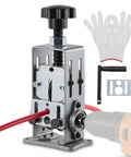 Manual Wire Stripper Machine For Scrap Wire 0.06 To 1 Inch, Drill Compatible Copper Wire Stripping Tool, Gray, with gloves and drill attachment